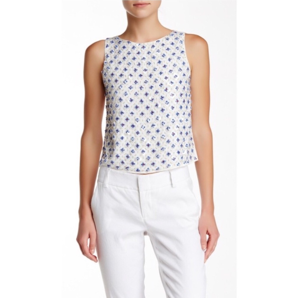 Alice+olivia white ama embellished boatneck tank 6